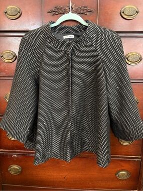 Vintage Laura Ashley Sparkly Black & Silver Textured Swing Jacket